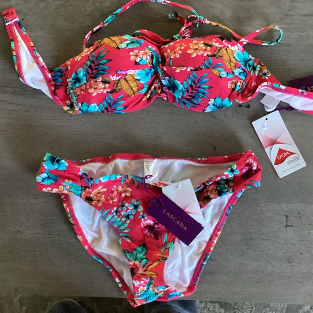 Vibrant Floral Bikini Set - Pink and Blue
